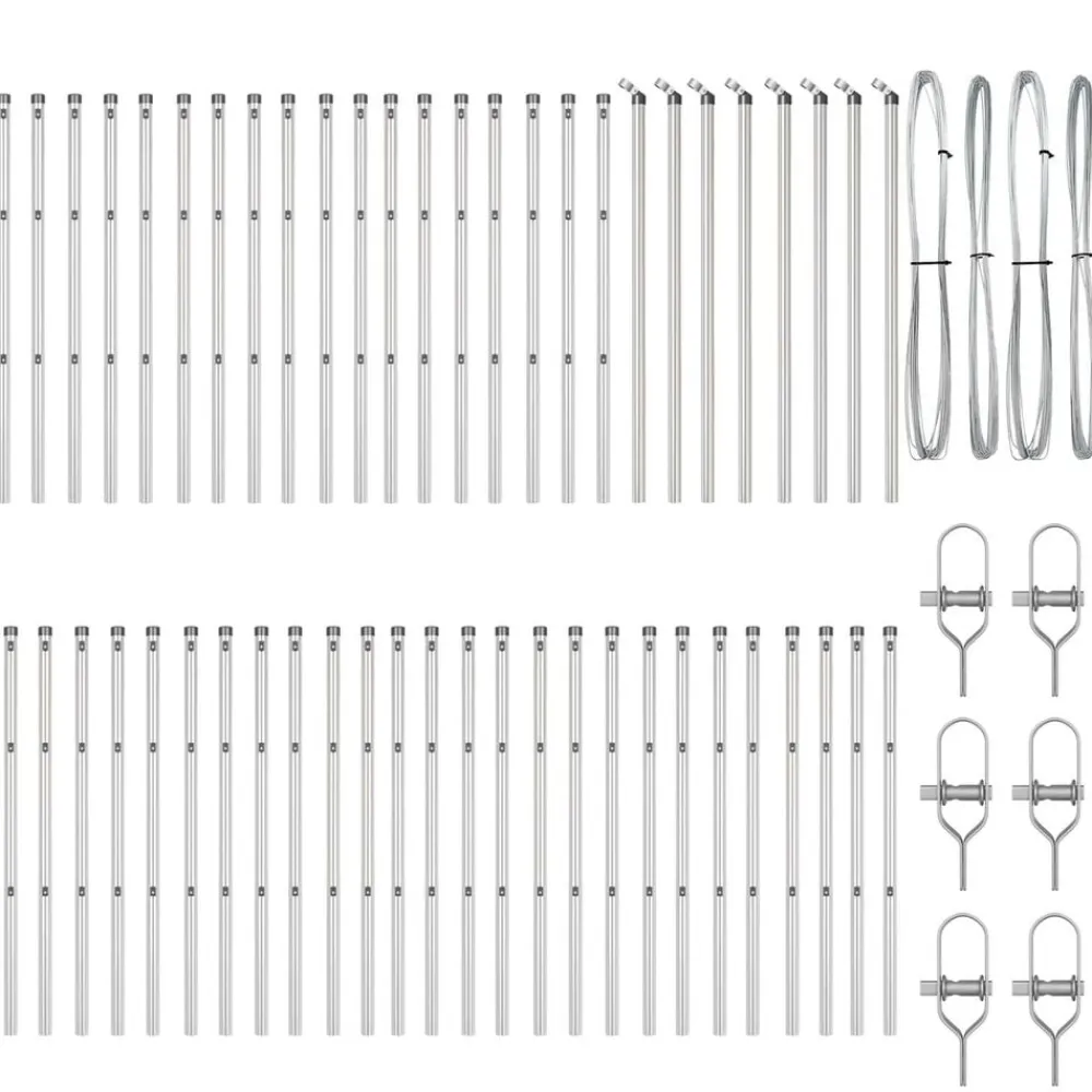 Afrasteringspaal 52 pcs Grijs 3,2 x 3,2 x 80 cm>vidaXL Clearance