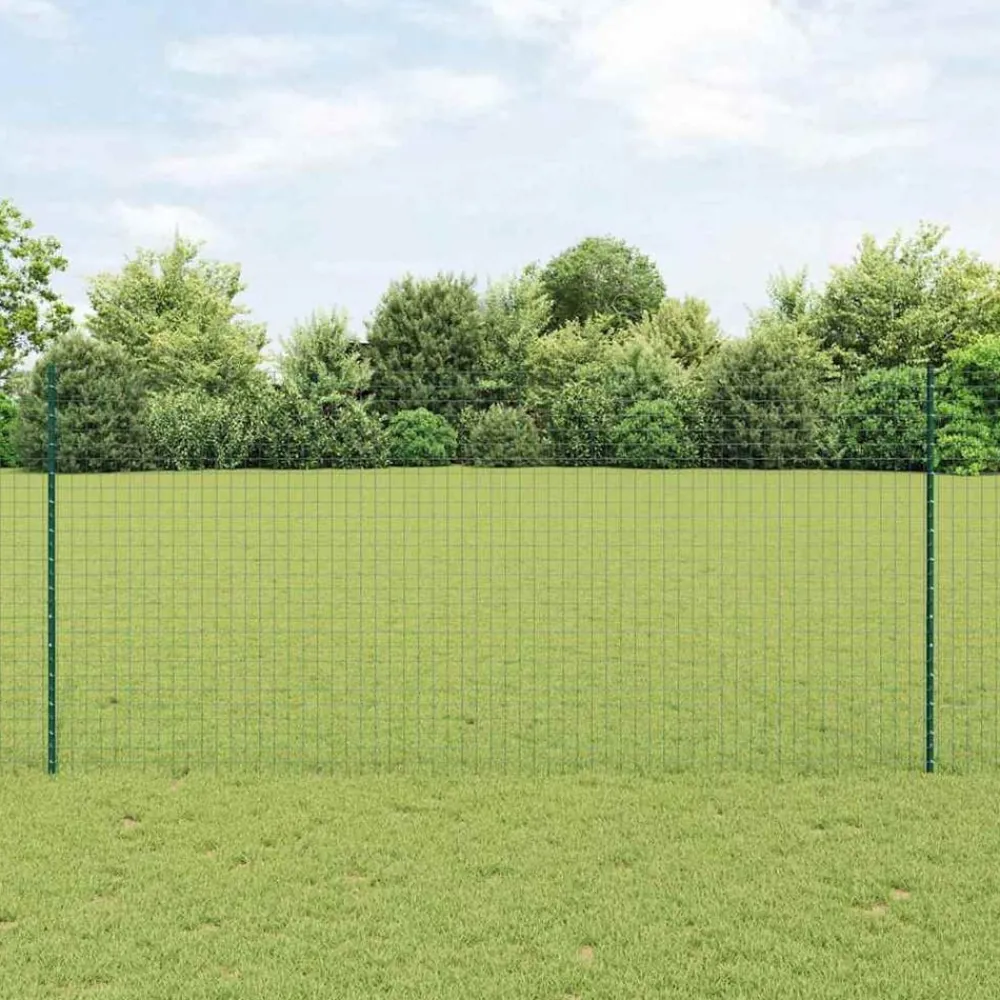 Tuinafscheidingen*vidaXL Afrasteringspaal 11 pcs Groen 140 cm Staal Staal/groen
