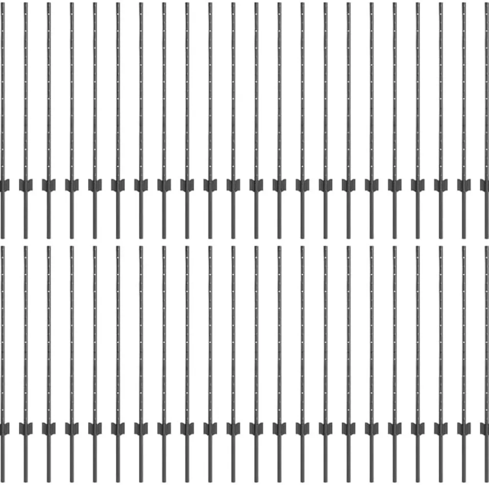 Afrasteringspaal 44 pcs Grijs 140 cm Staal>vidaXL