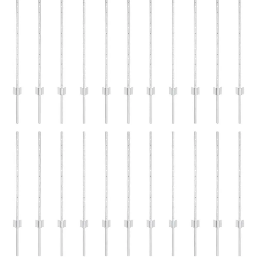 Tuinafscheidingen*vidaXL Afrasteringspaal 22 pcs Zilver 120 cm Staal Ge galvaniseerd staal/zwart