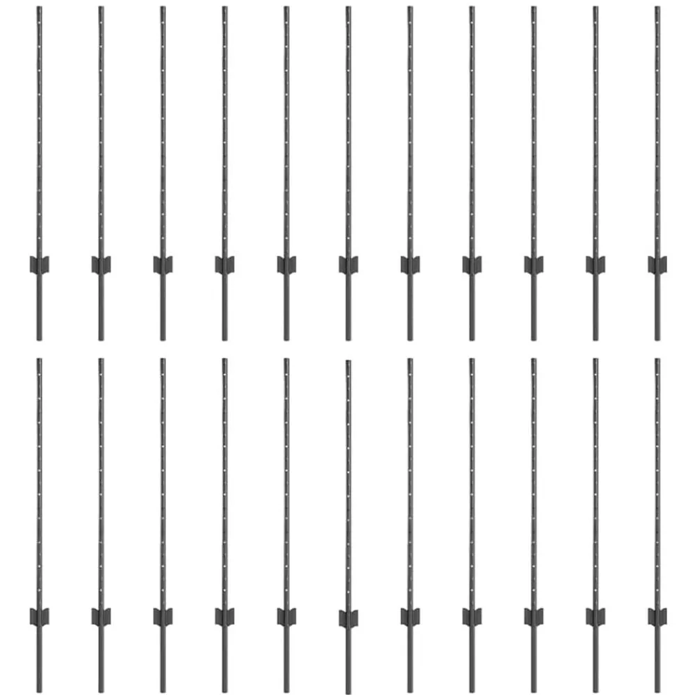 Afrasteringspaal 22 pcs Grijs 140 cm Staal>vidaXL Best