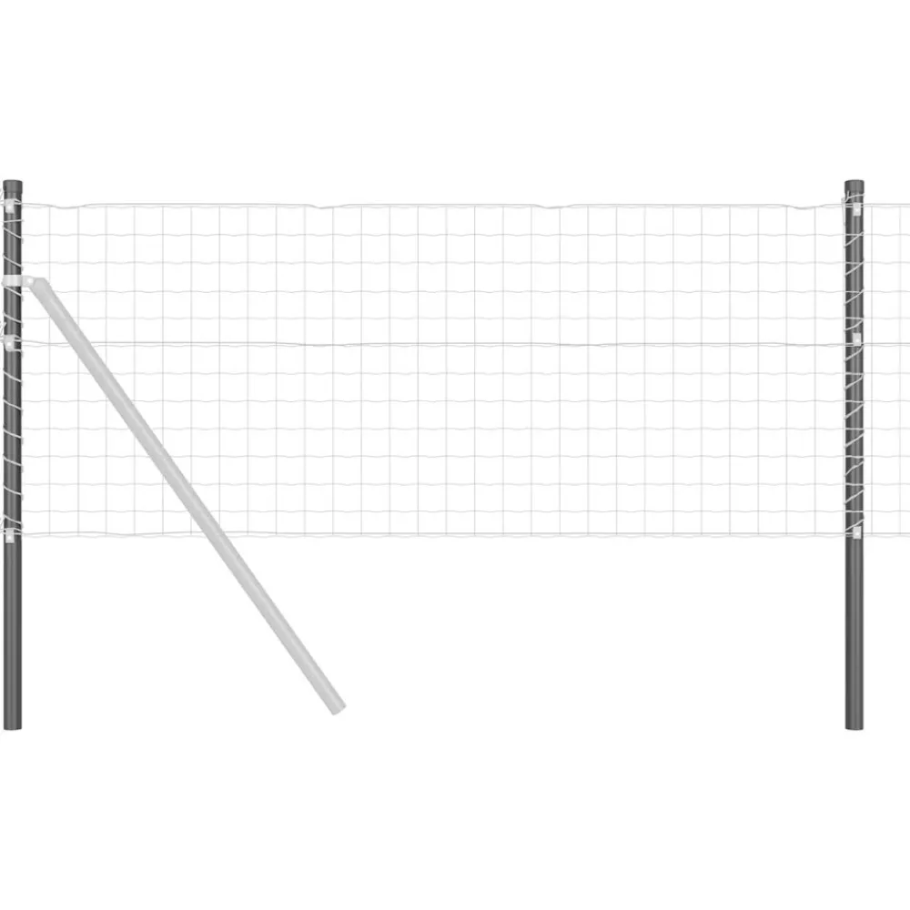 Tuinafscheidingen*vidaXL Afrasteringspaal 2 pcs 50 cm Poedergecoat staal Grijs