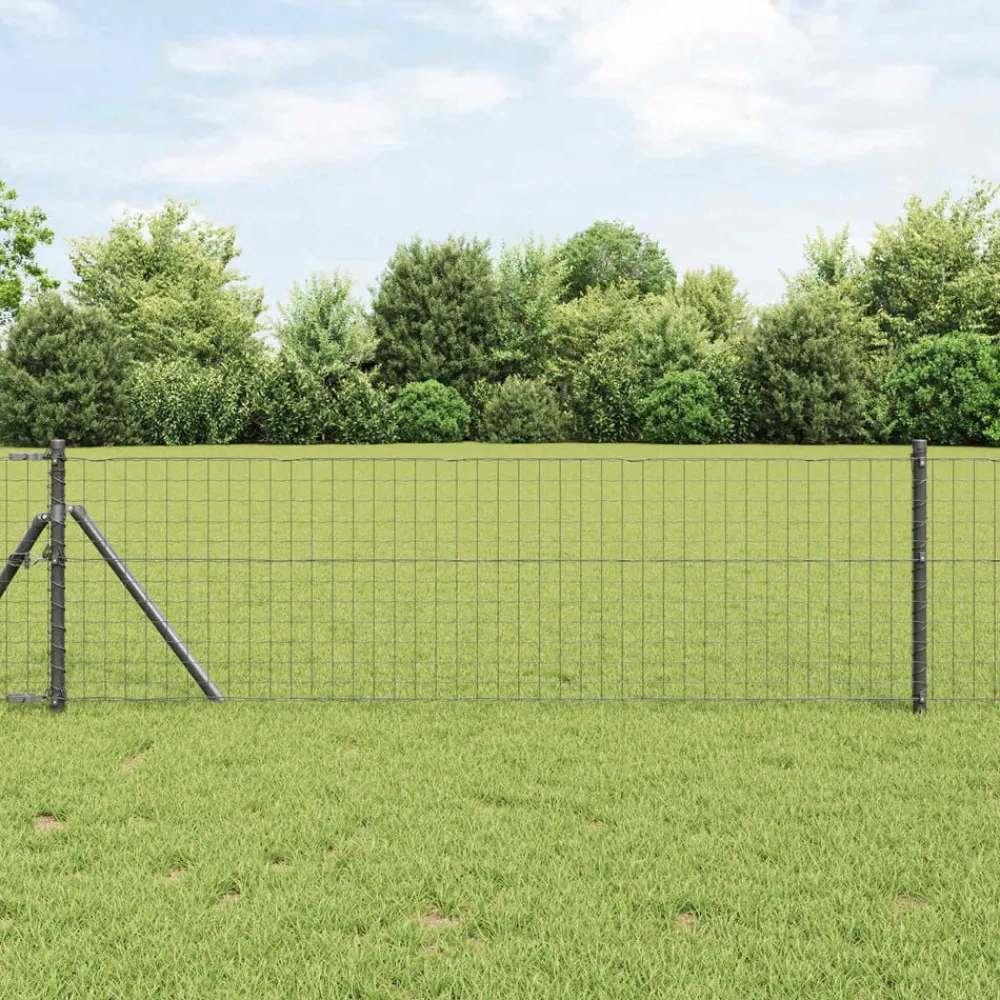 Tuinafscheidingen*vidaXL Afrasteringspaal 2 pcs 50 cm Poedergecoat staal Grijs