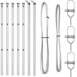 Afrasteringspaal 7 pcs Zilver Staal>vidaXL New