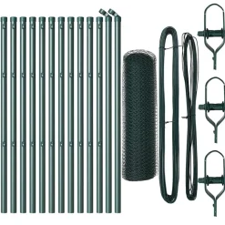 Tuinafscheidingen*vidaXL Afrasteringspaal Groen 25 x 0,5 m (13 mm gaas) Staal Bosgroen