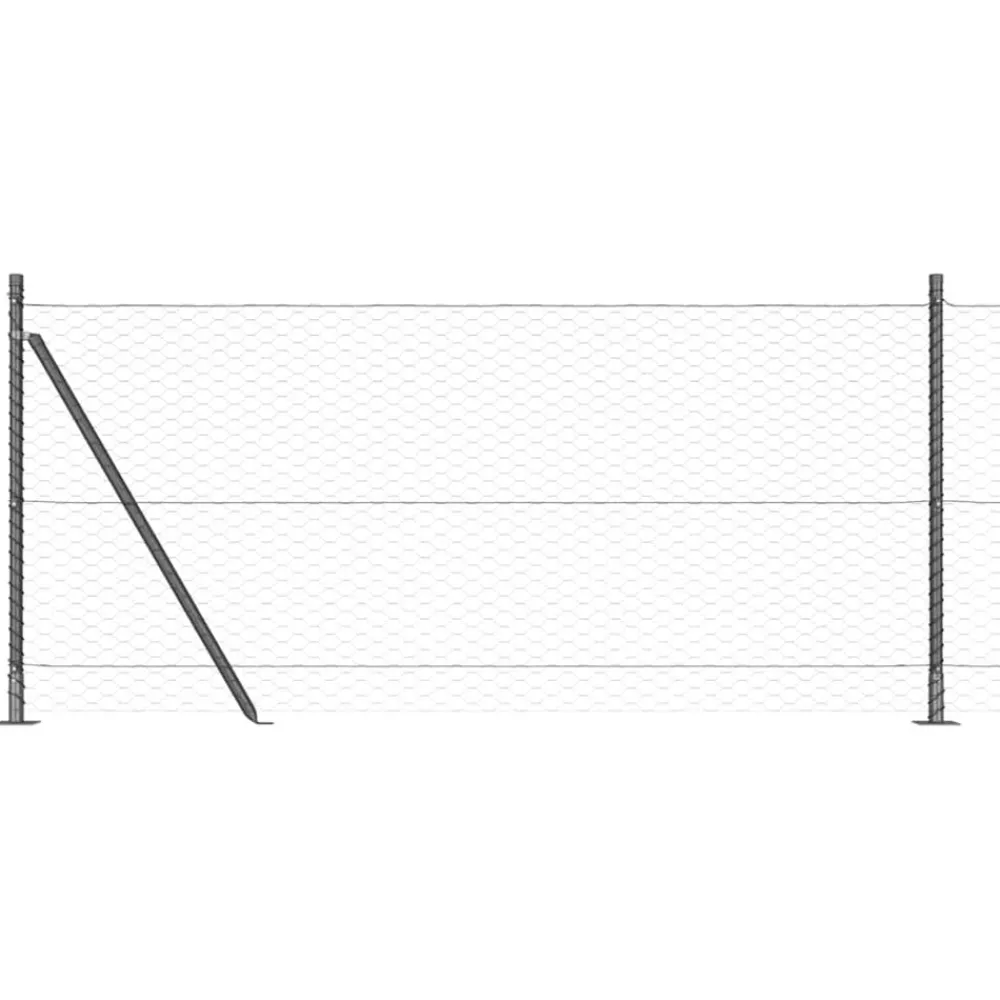 Tuinafscheidingen*vidaXL Afrasteringspaal 10 x 0,8 m (36 mm gaas) Staal en PVC Grijs