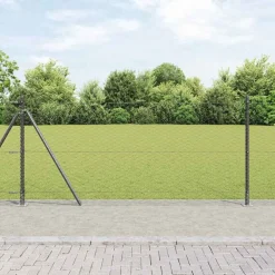 Tuinafscheidingen*vidaXL Afrasteringspaal 10 x 0,8 m (36 mm gaas) Staal en PVC Grijs