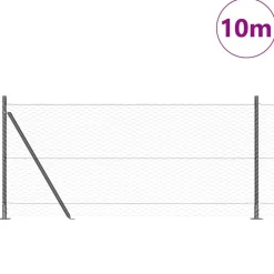 Tuinafscheidingen*vidaXL Afrasteringspaal 10 x 0,8 m (36 mm gaas) Staal en PVC Grijs