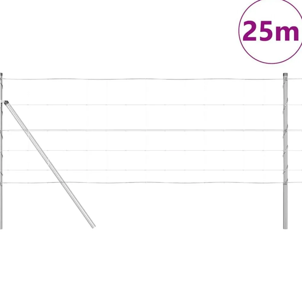 Tuinafscheidingen*vidaXL Afrasteringspaal Gegalvaniseerd 25 x 0,8 m Staal
