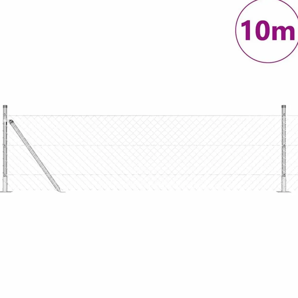 Afrasteringspaal Zilver 10 x 0,4 m (40 x 40 mm gaas) Staal>vidaXL Hot