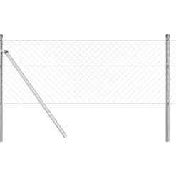 Tuinafscheidingen*vidaXL Afrasteringspaal Zilver 10 x 0,4 m (40 x 40 mm gaas) Staal Gegalvaniseerd staal