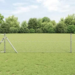 Tuinafscheidingen*vidaXL Afrasteringspaal Zilver 10 x 0,4 m (40 x 40 mm gaas) Staal Gegalvaniseerd staal