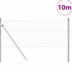 Tuinafscheidingen*vidaXL Afrasteringspaal Zilver 10 x 0,4 m (40 x 40 mm gaas) Staal Gegalvaniseerd staal