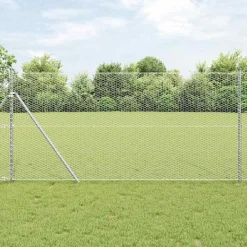 Tuinafscheidingen*vidaXL Afrasteringspaal Zilver 100 x 1,2 m (25 mm gaas) Staal Ge&euml;galvaniseerd staal