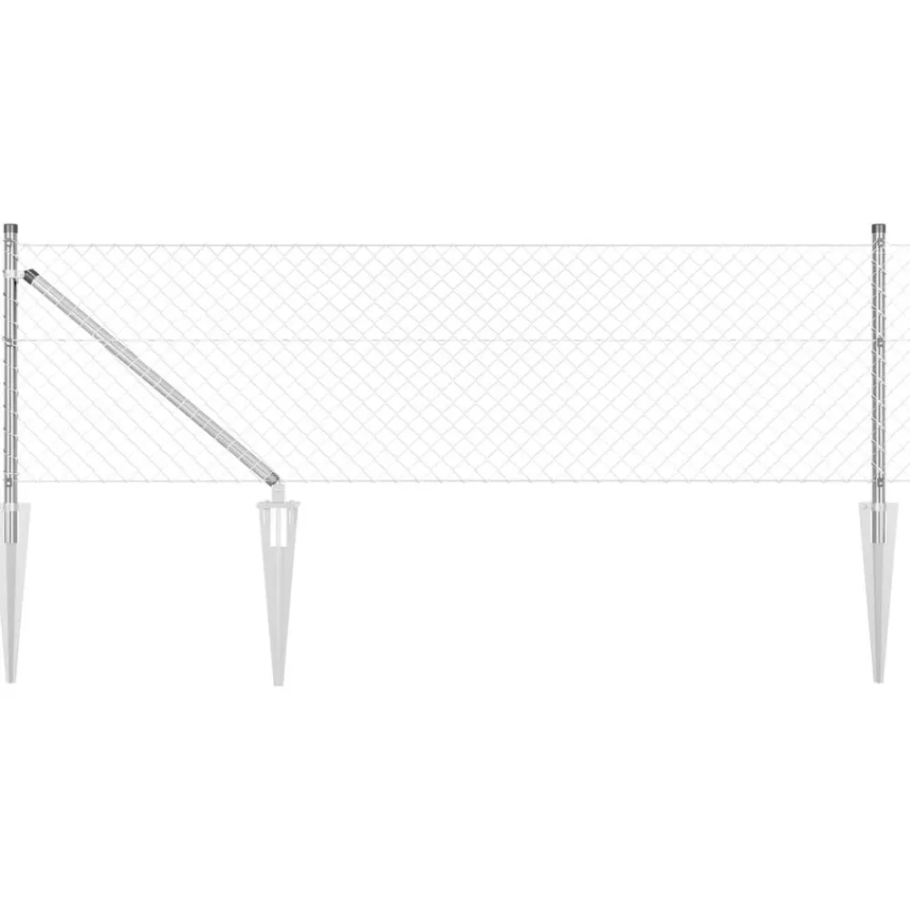 Afrasteringspaal Zilver 10 x 0,4 m (40 x 40 mm gaas) Staal>vidaXL Discount