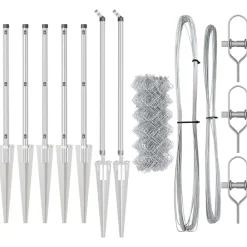Afrasteringspaal Zilver 10 x 0,4 m (40 x 40 mm gaas) Staal><noscript><img width=