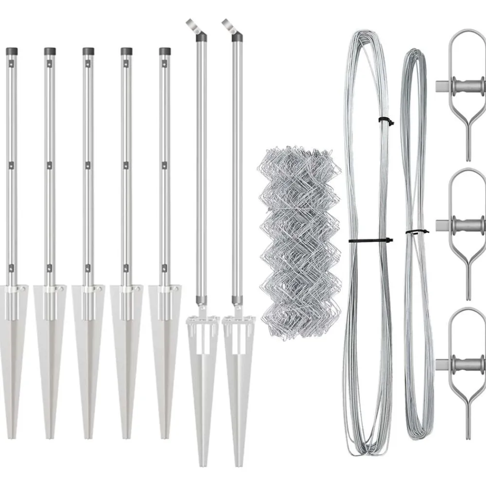 Afrasteringspaal Zilver 10 x 0,4 m (40 x 40 mm gaas) Staal>vidaXL Discount