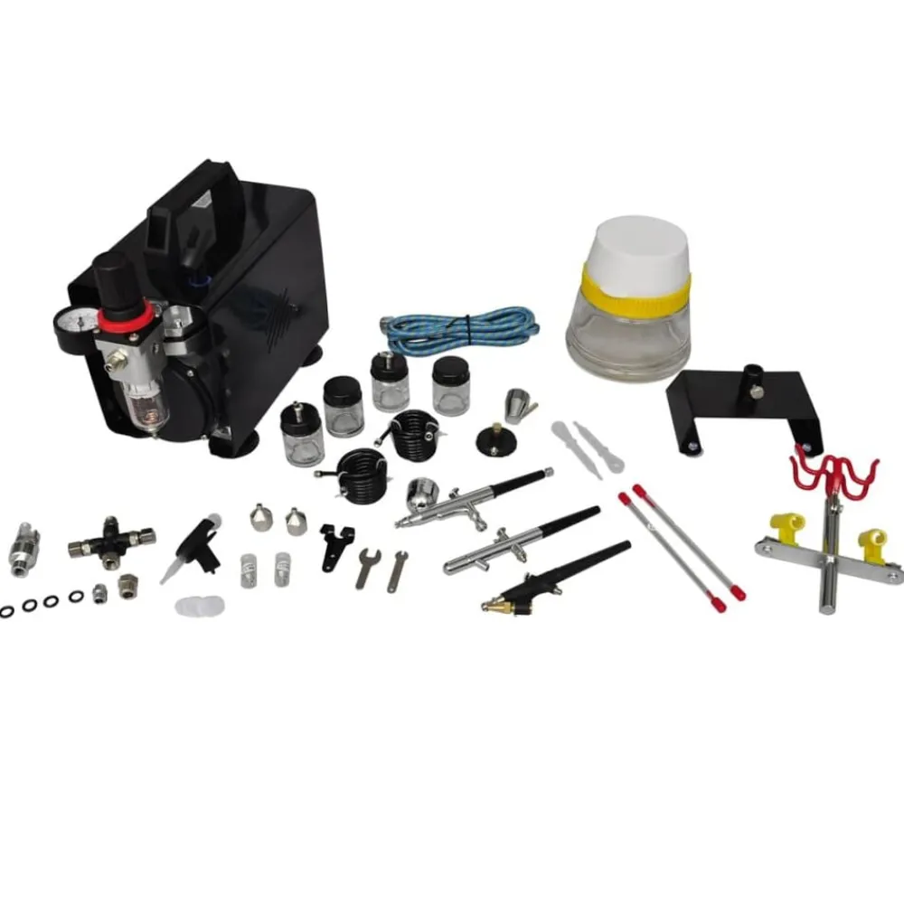 Gereedschap*vidaXL Airbrush compressorset met 3 pistolen