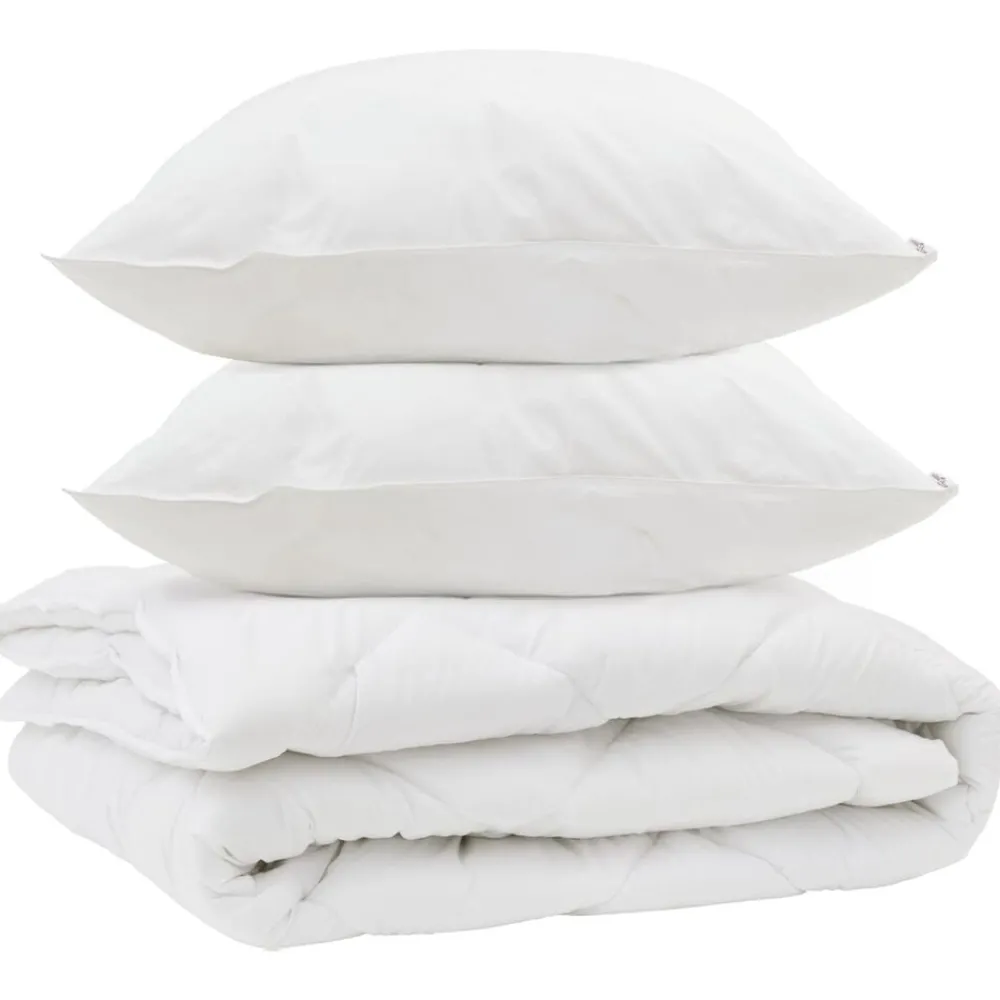 Linnengoed*vidaXL All-season dekbed met kussen 3 pcs Wit Microvezel