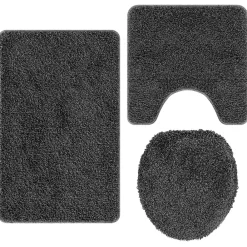 Badkameraccessoires*vidaXL Antislip Badmat Set 3 pcs PP Donkergrijs