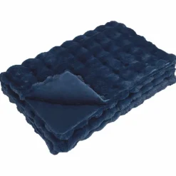 Linnengoed*vidaXL Antislip deken van imitatie konijnenbont Olite Marineblauw
