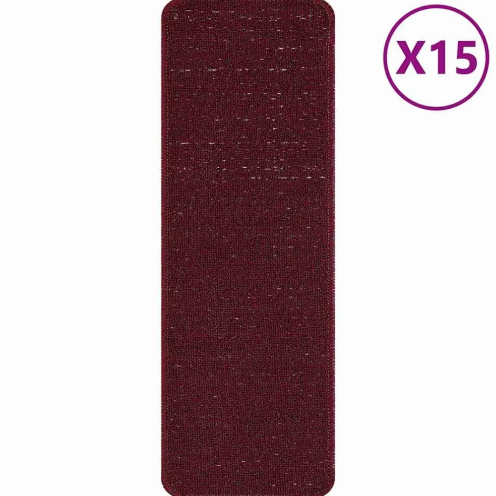 Huishoudelijke Benodigdheden*vidaXL Antislip Trapmatten 15 pcs 60 x 25 cm PP Bordeauxrood