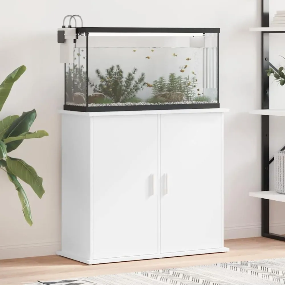 Huisdierbenodigdheden*vidaXL Aquariumstandaard 81x36x73 cm bewerkt hout Wit