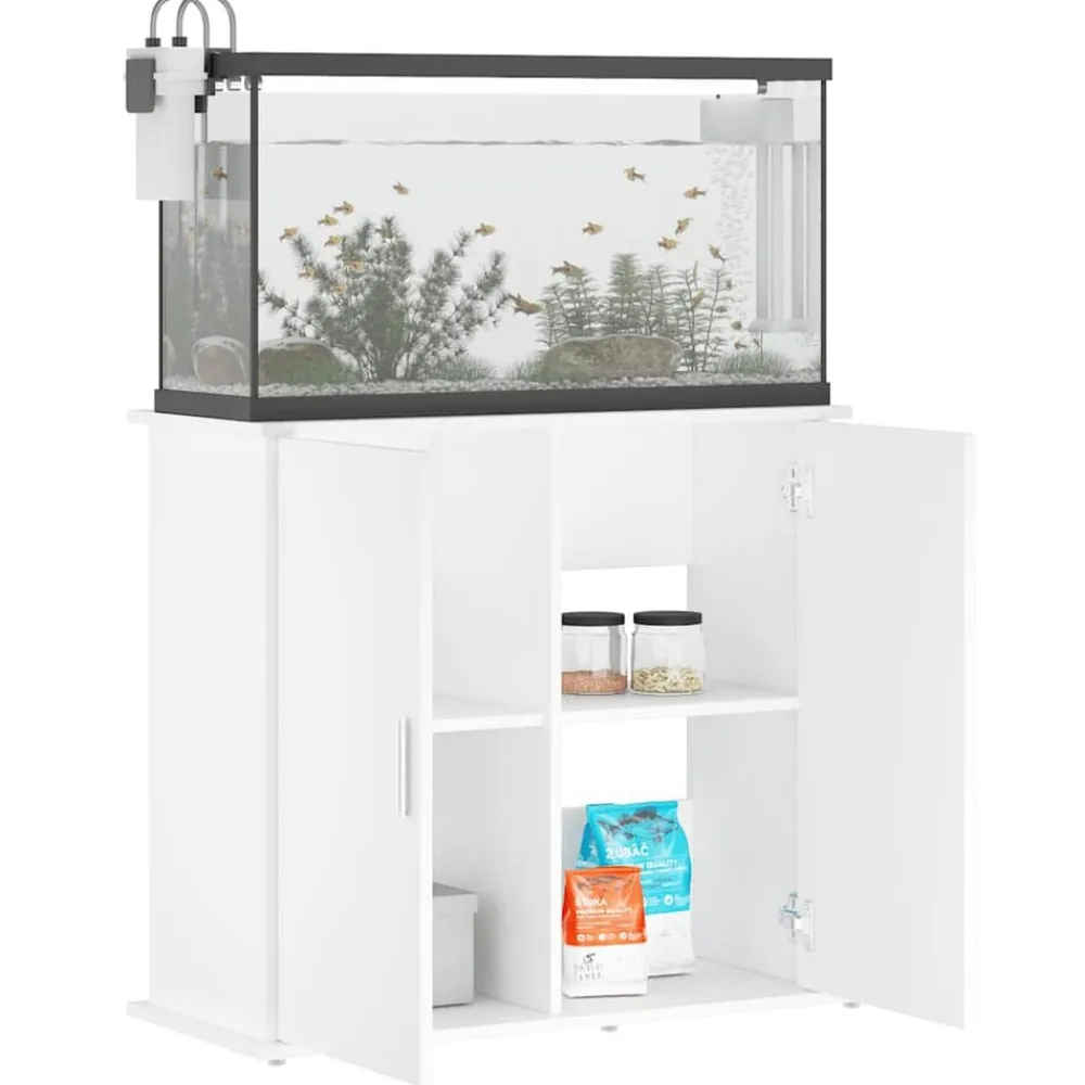 Huisdierbenodigdheden*vidaXL Aquariumstandaard 81x36x73 cm bewerkt hout Wit
