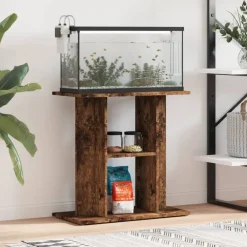 Huisdierbenodigdheden*vidaXL Aquariumstandaard hout 60x30x60 cm Bewerkt Hout Gerookt eiken