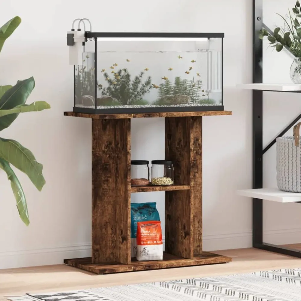 Huisdierbenodigdheden*vidaXL Aquariumstandaard hout 60x30x60 cm Bewerkt Hout Gerookt eiken