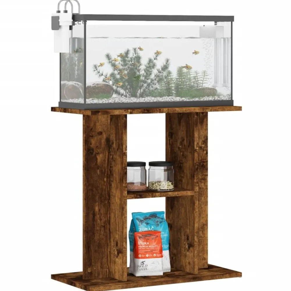Huisdierbenodigdheden*vidaXL Aquariumstandaard hout 60x30x60 cm Bewerkt Hout Gerookt eiken