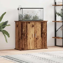 Huisdierbenodigdheden*vidaXL Aquariumstandaard 81x36x73 cm bewerkt hout kleurig Oud hout
