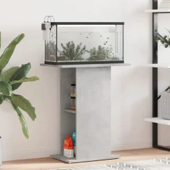 Huisdierbenodigdheden*vidaXL Aquariumstandaard 60,5x36x72,5 cm bewerkt hout Betongrijs