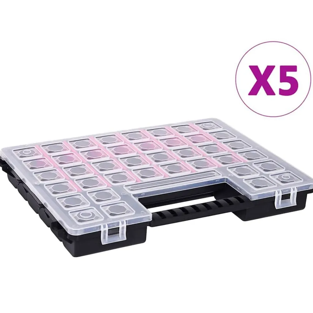 Bouwbeslag*vidaXL Assortimentsdozen 5 st met verdelers 385x283x50 mm kunststof