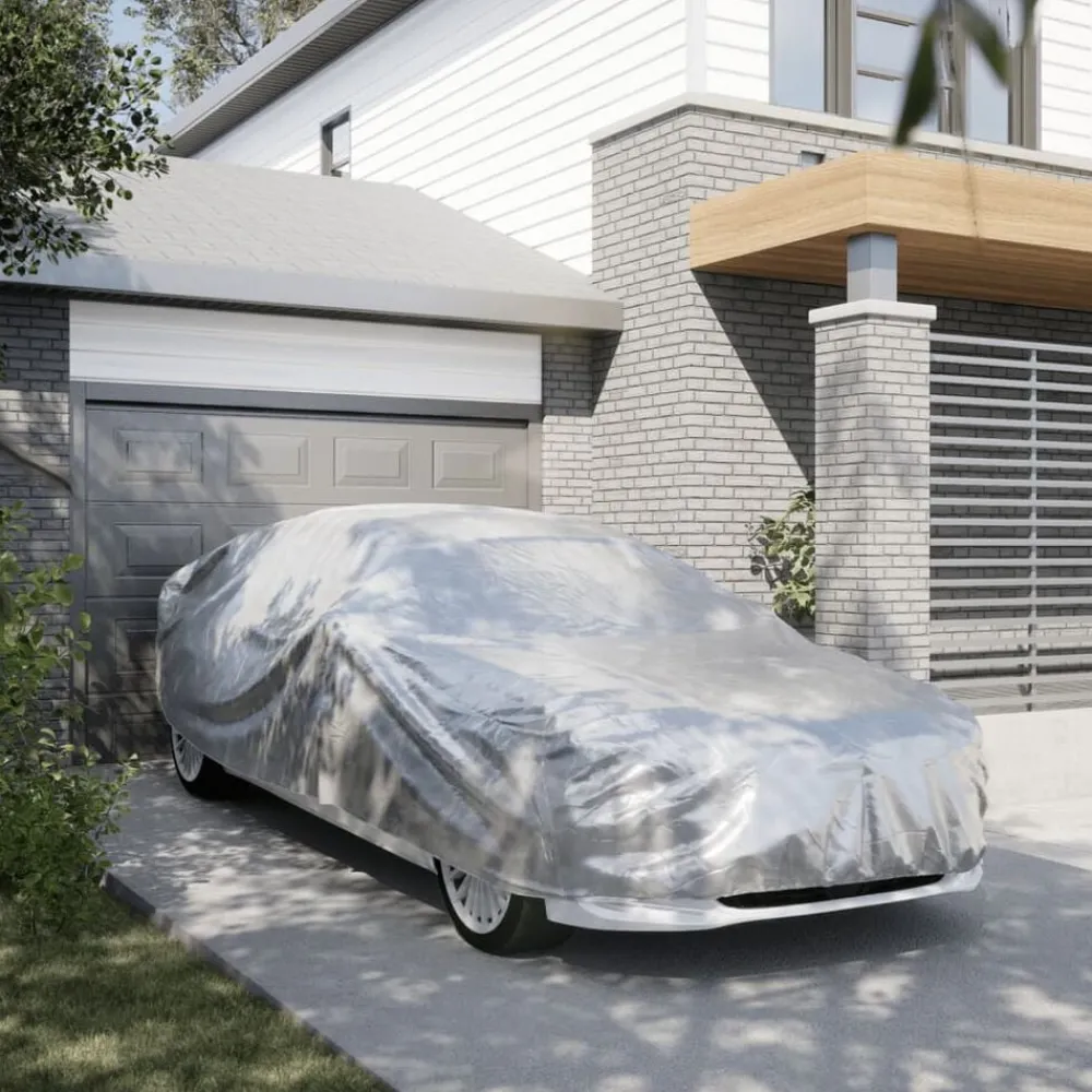 Autohoes voor sedan met gespriemen M PEVA zilverkleurig>vidaXL Clearance
