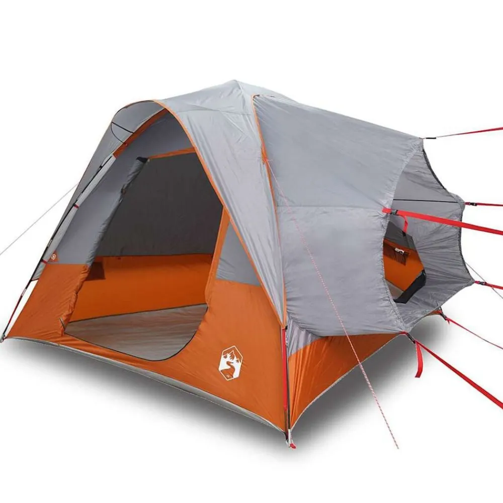 Buitensport*vidaXL Autotent 4-persoons waterdicht Grijs en oranje