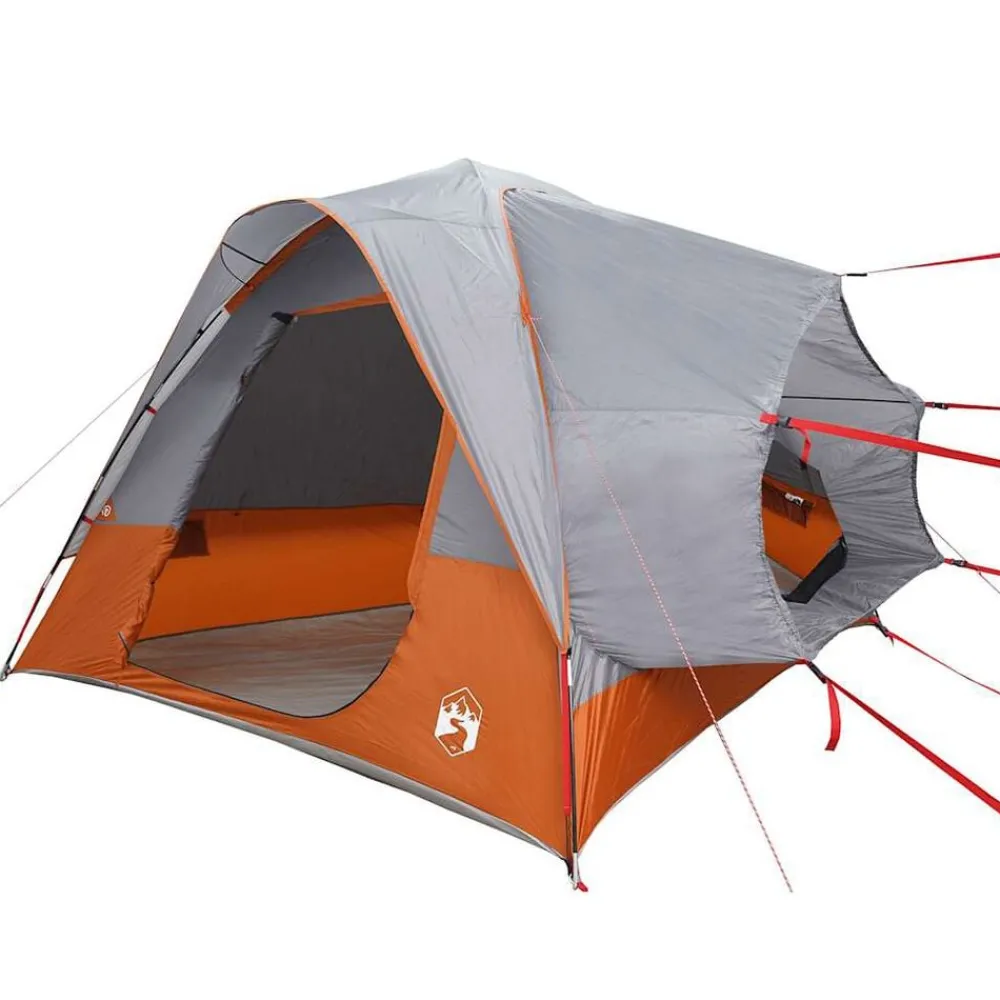 Buitensport*vidaXL Autotent 4-persoons waterdicht Grijs en oranje