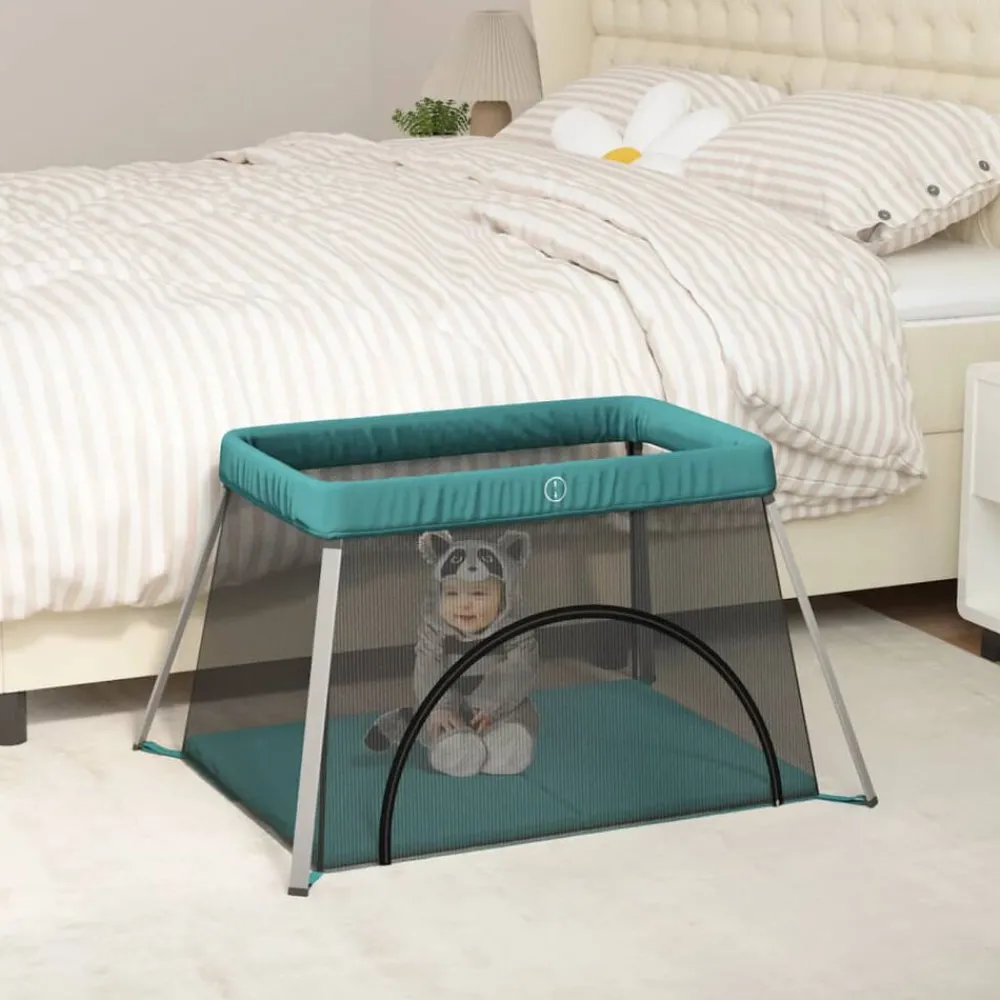 Babyspeelgoed*vidaXL Babybox met matras linnen Groen