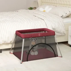 Babyspeelgoed*vidaXL Babybox met matras linnen Rood