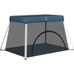 Babybox met matras linnen marine>vidaXL Sale