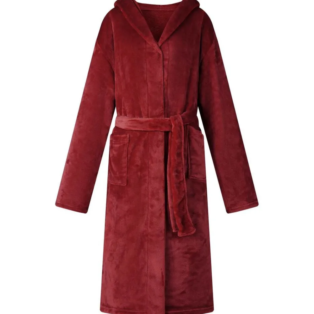 Badjas Hoodie Bordeaux Rood s Flanel>vidaXL Online