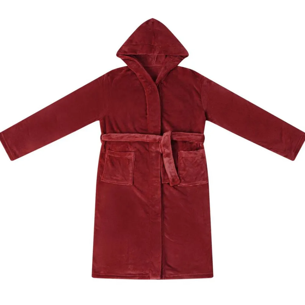 Badjas Hoodie Bordeaux Rood s Flanel>vidaXL Online