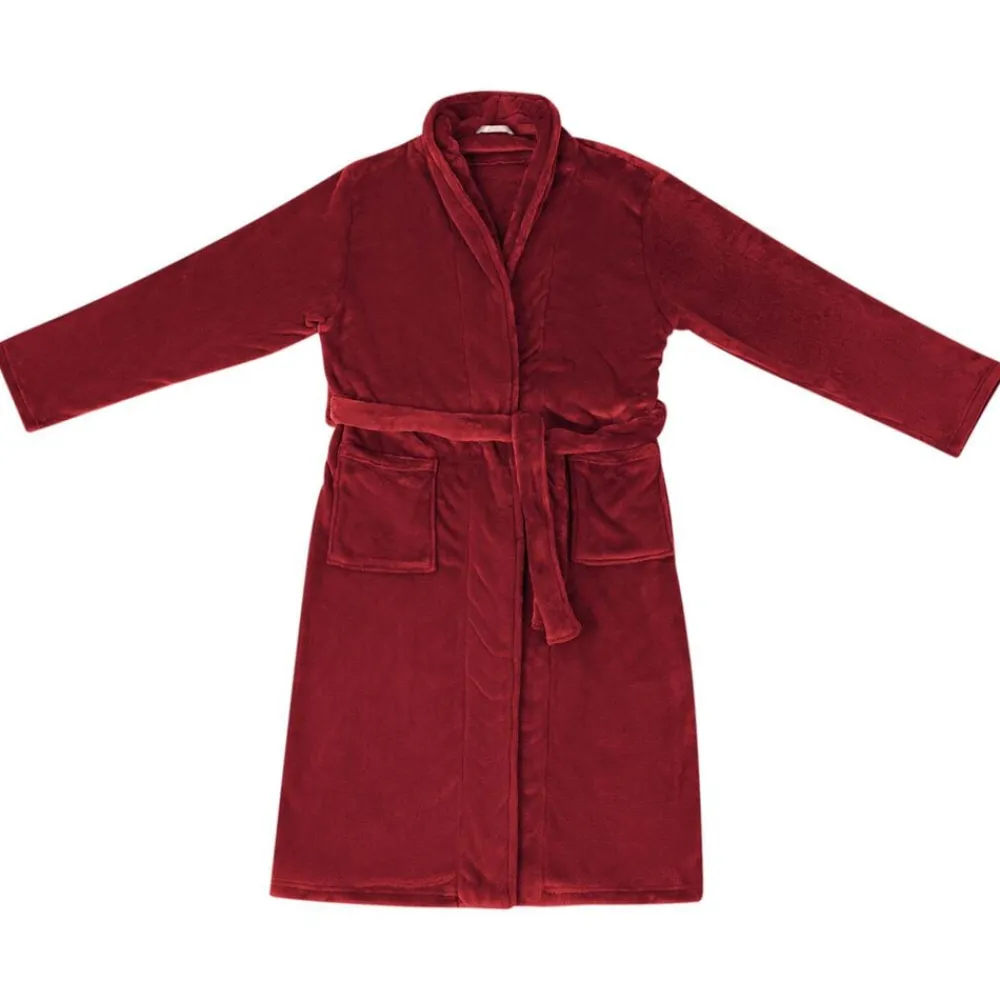 Badjas zonder Kap Bordeaux Rood s Flanel>vidaXL Online