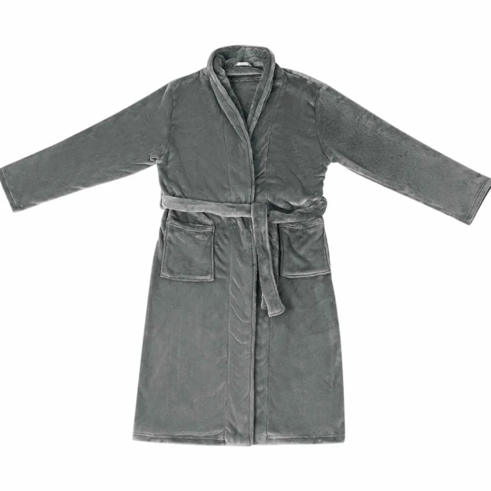 Kleding & Accessoires*vidaXL Badjas zonder Kap s Flanel Donkergrijs