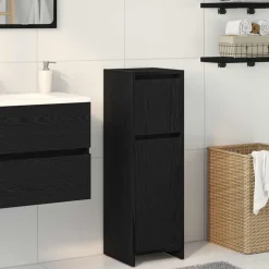 Meubelsets*vidaXL Badkamer Kast met lade 30 x 30 x 95 cm Bewerkt hout Zwart eiken