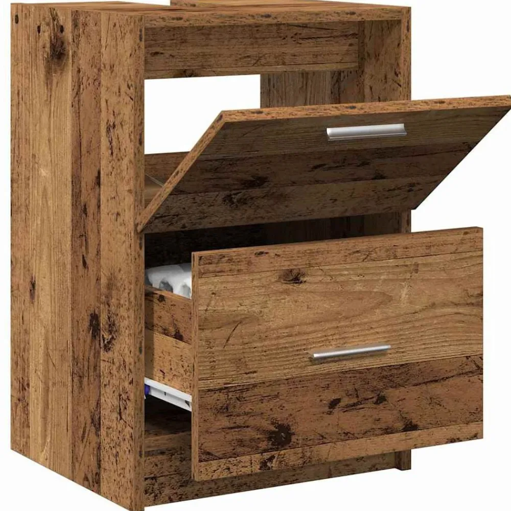 Badkamer Kast met lade 40 x 37 x 59 cm Bewerkt hout>vidaXL Online