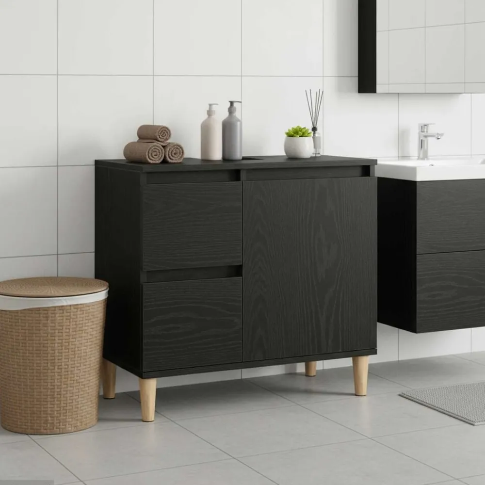Badkamer Kast met lade 65 x 33 x 60 cm Bewerkt hout>vidaXL