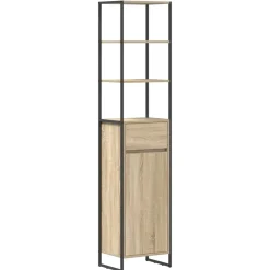 Kasten & Opbergmeubelen*vidaXL Badkamer Kast met lade Sonoma 40 x 30 x 180 cm Bewerkt hout Sonoma eiken