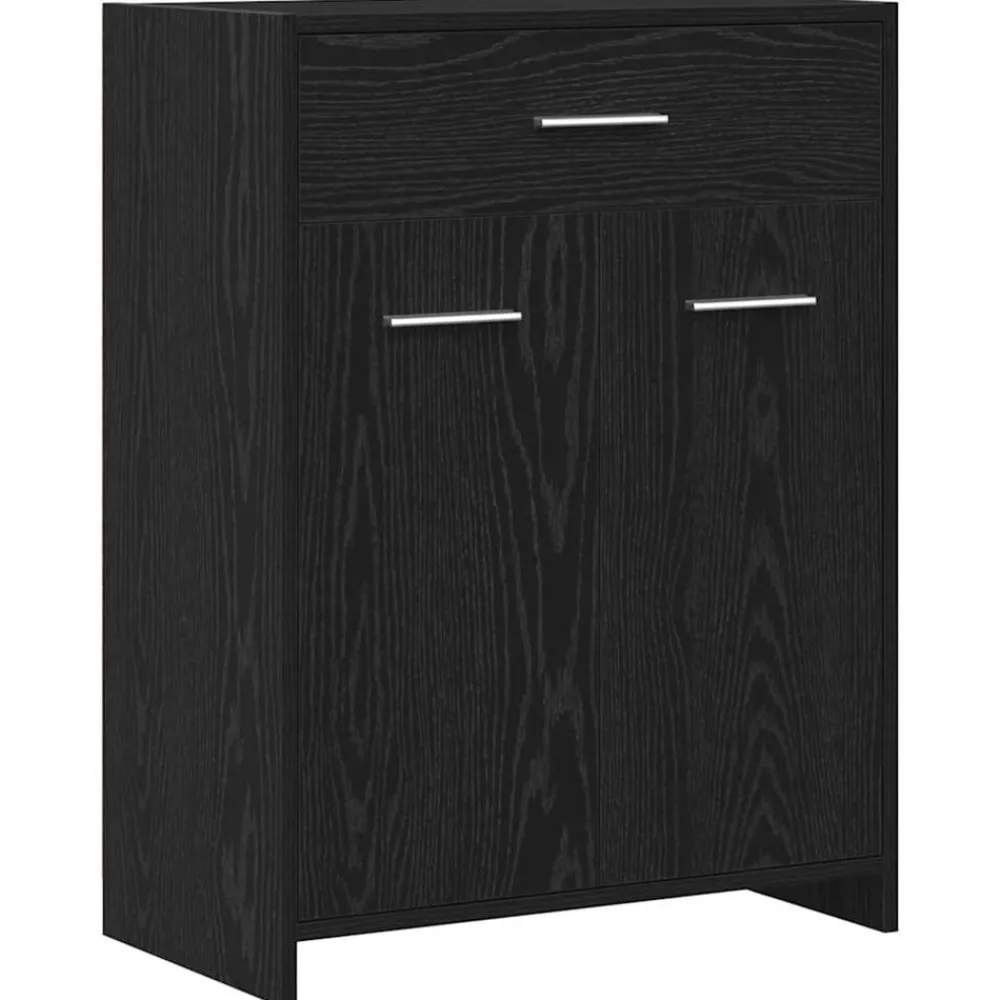 Meubelsets*vidaXL Badkamer Kast met lade 60 x 33 x 80 cm Bewerkt hout Zwart eiken