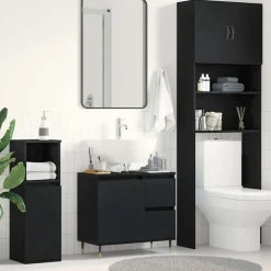 Kasten & Opbergmeubelen*vidaXL Badkamer Kast met lade 65 x 33 x 60 cm Bewerkt hout Zwart eiken